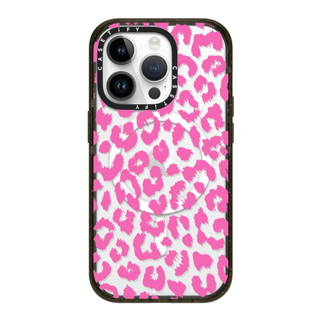 Hyakume x CASETiFY iPhone 14 Pro ケース ブラック インパクトケース MagSafe対応 Pink Transparent Leopard Print