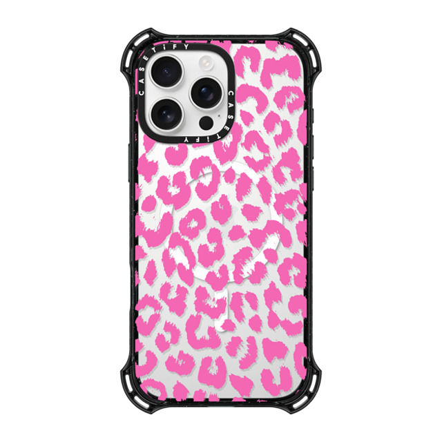 Hyakume x CASETiFY iPhone 16 Pro Max ケース ブラック バウンスケース Pink Transparent Leopard Print