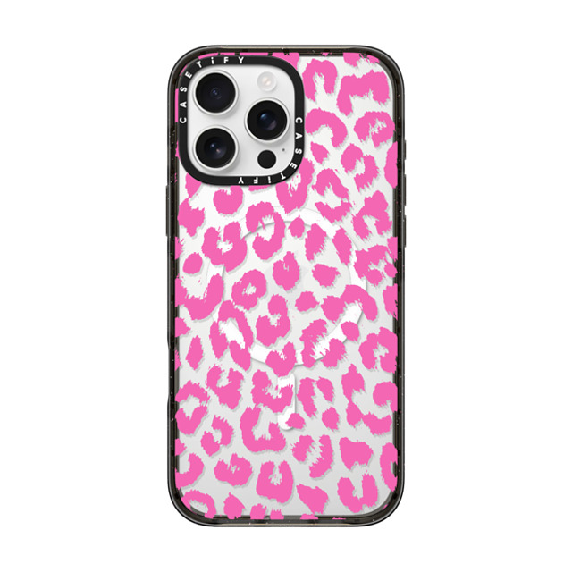 Hyakume x CASETiFY iPhone 16 Pro Max ケース ブラック インパクトケース MagSafe対応 Pink Transparent Leopard Print