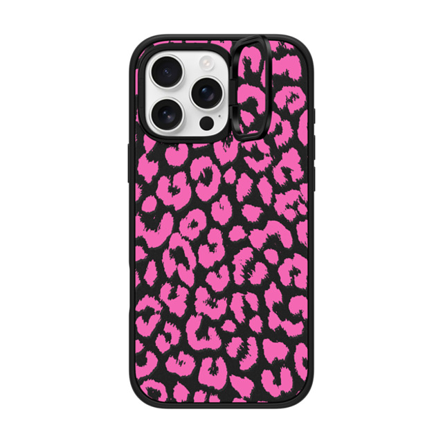 Hyakume x CASETiFY iPhone 16 Pro Max ケース マットブラック インパクトリングスタンドケース MagSafe対応 Pink Transparent Leopard Print