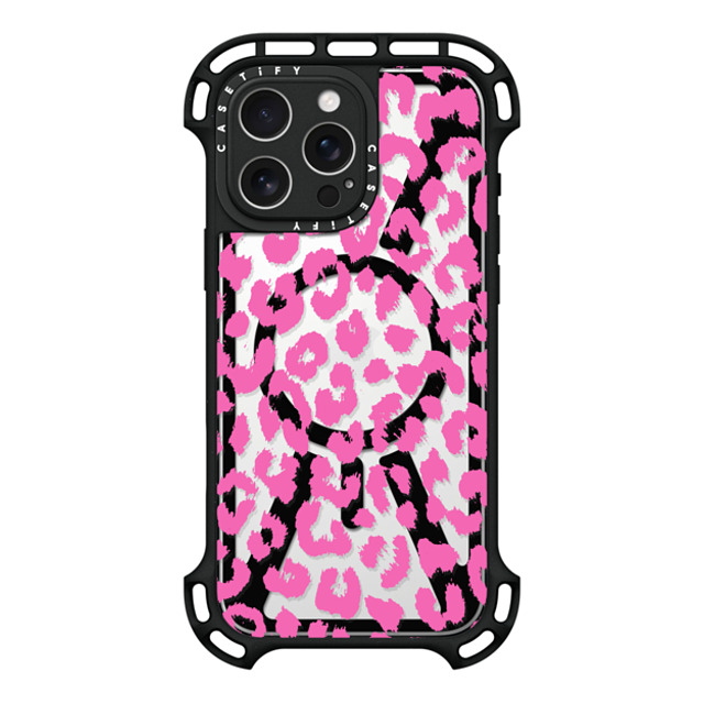 Hyakume x CASETiFY iPhone 16 Pro Max ケース ブラック ウルトラ バウンスケース MagSafe対応 Pink Transparent Leopard Print