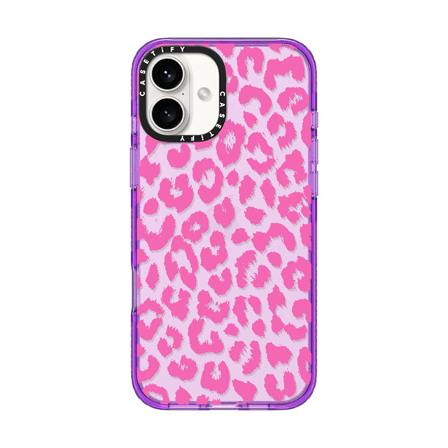 Hyakume x CASETiFY iPhone 16 Plus ケース パープル インパクトケース Pink Transparent Leopard Print