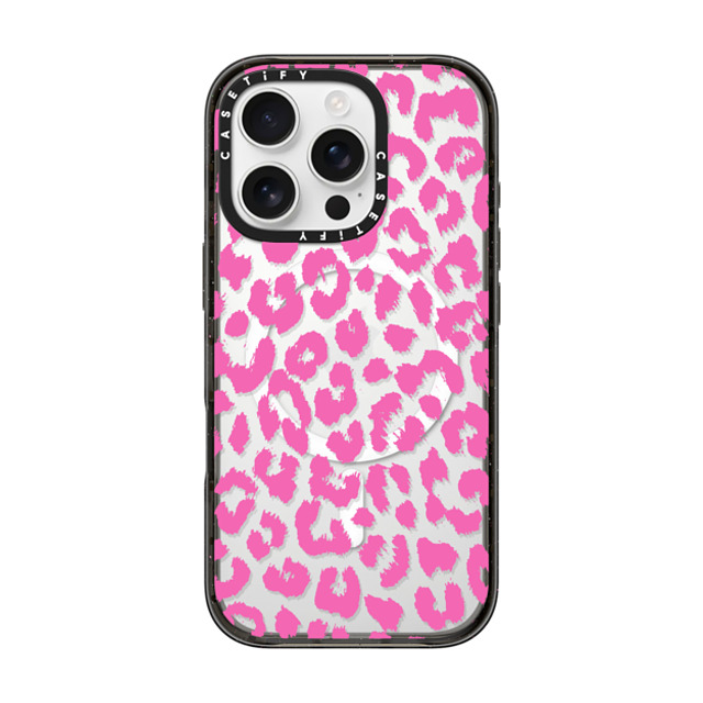 Hyakume x CASETiFY iPhone 16 Pro ケース ブラック インパクトケース MagSafe対応 Pink Transparent Leopard Print