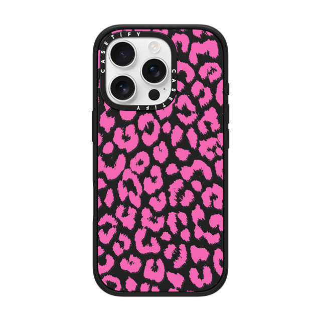 Hyakume x CASETiFY iPhone 16 Pro ケース マットブラック インパクトケース MagSafe対応 Pink Transparent Leopard Print