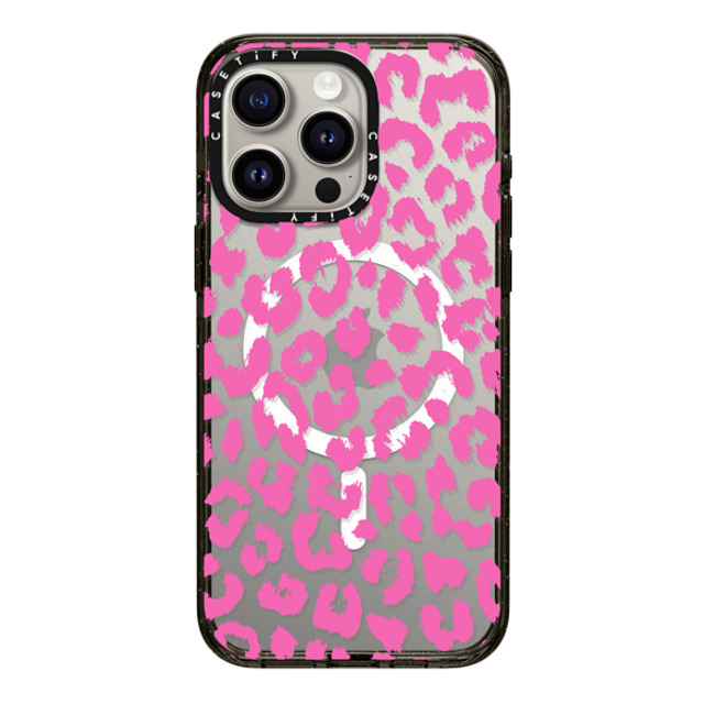 Hyakume x CASETiFY iPhone 15 Pro Max ケース ブラック インパクトケース MagSafe対応 Pink Transparent Leopard Print