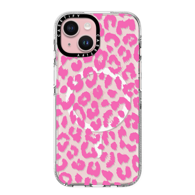 Hyakume x CASETiFY iPhone 15 ケース クリア クリア ケース MagSafe対応 Pink Transparent Leopard Print