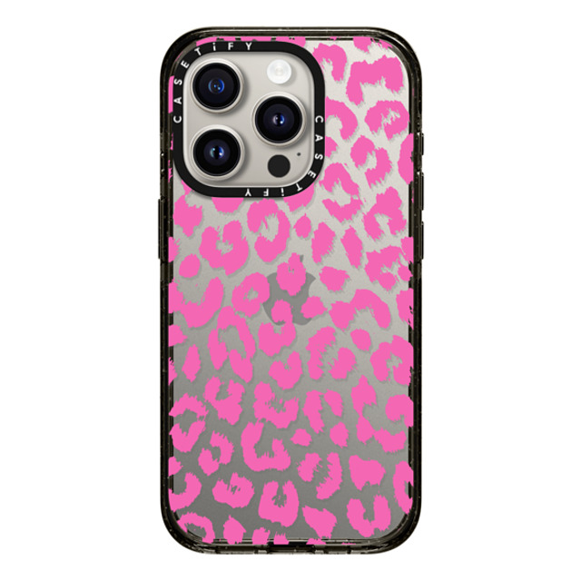 Hyakume x CASETiFY iPhone 15 Pro ケース ブラック インパクトケース Pink Transparent Leopard Print