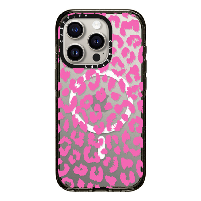 Hyakume x CASETiFY iPhone 15 Pro ケース ブラック インパクトケース MagSafe対応 Pink Transparent Leopard Print