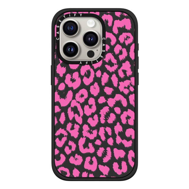 Hyakume x CASETiFY iPhone 15 Pro ケース マットブラック インパクトケース MagSafe対応 Pink Transparent Leopard Print