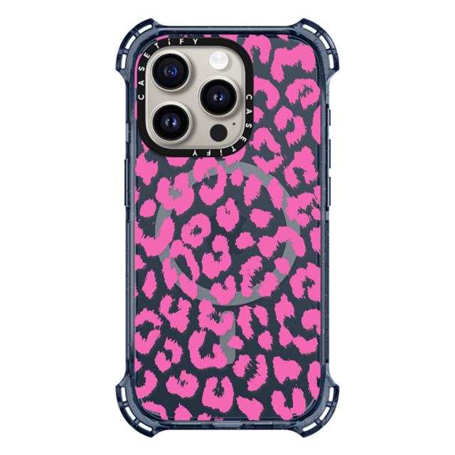 Hyakume x CASETiFY iPhone 15 Pro ケース Classic Blue バウンスケース Pink Transparent Leopard Print