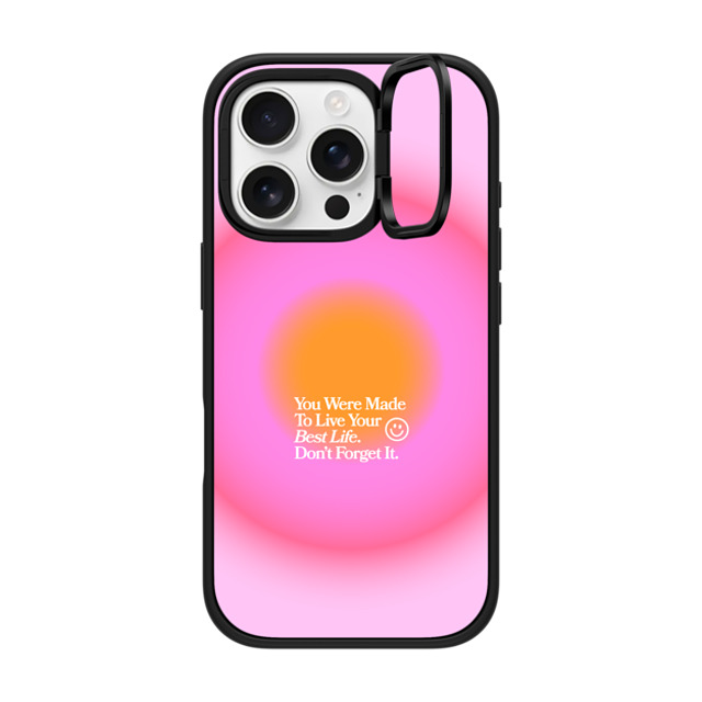 BW Illustrations x CASETiFY iPhone 16 Pro ケース マットブラック インパクトリングスタンドケース MagSafe対応 Made To Live Your Best Life