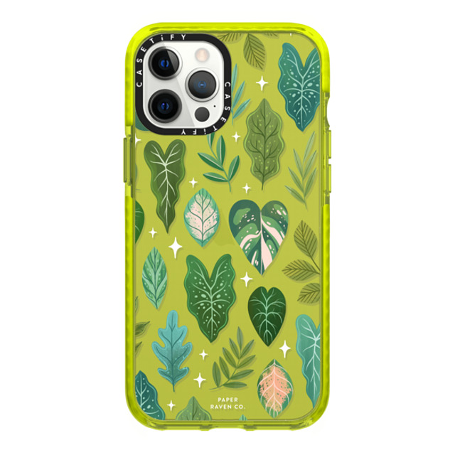 Paper Raven Co x CASETiFY iPhone 12 Pro Max ケース ネオン イエロー インパクトケース Tropical Leaves