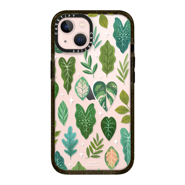 Paper Raven Co x CASETiFY iPhone 13 ケース ブラック インパクトケース Tropical Leaves