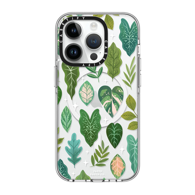 Paper Raven Co x CASETiFY iPhone 14 Pro ケース クリア クリア ケース MagSafe対応 Tropical Leaves