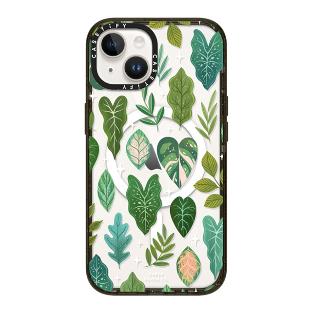 Paper Raven Co x CASETiFY iPhone 14 ケース ブラック インパクトケース MagSafe対応 Tropical Leaves