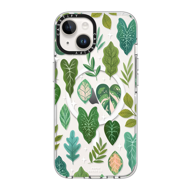 Paper Raven Co x CASETiFY iPhone 14 Case Clear Clear Case MagSafe Compatible Tropical Leaves Paper Raven Co x CASETiFY iPhone 14 Case Clear Clear Case MagSafe Compatible Tropical Leaves
