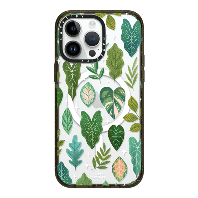 Paper Raven Co x CASETiFY iPhone 14 Pro Max ケース ブラック インパクトケース MagSafe対応 Tropical Leaves