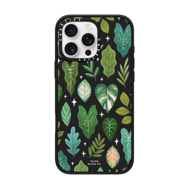 Paper Raven Co x CASETiFY iPhone 16 Pro Max ケース マットブラック インパクトケース MagSafe対応 Tropical Leaves