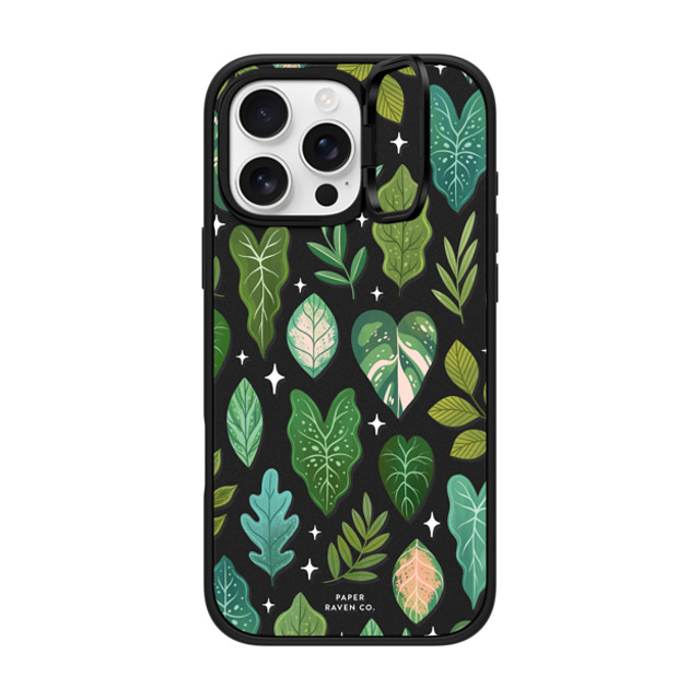 Paper Raven Co x CASETiFY iPhone 16 Pro Max ケース マットブラック インパクトリングスタンドケース MagSafe対応 Tropical Leaves