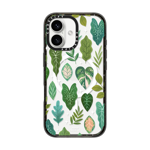 Paper Raven Co x CASETiFY iPhone 16 ケース ブラック インパクトケース MagSafe対応 Tropical Leaves