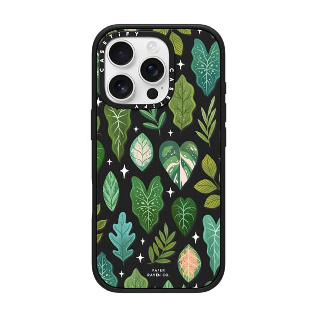 Paper Raven Co x CASETiFY iPhone 16 Pro ケース マットブラック インパクトケース MagSafe対応 Tropical Leaves