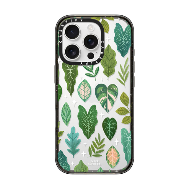 Paper Raven Co x CASETiFY iPhone 16 Pro ケース ブラック インパクトケース Tropical Leaves