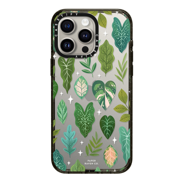 Paper Raven Co x CASETiFY iPhone 15 Pro Max ケース ブラック インパクトケース Tropical Leaves