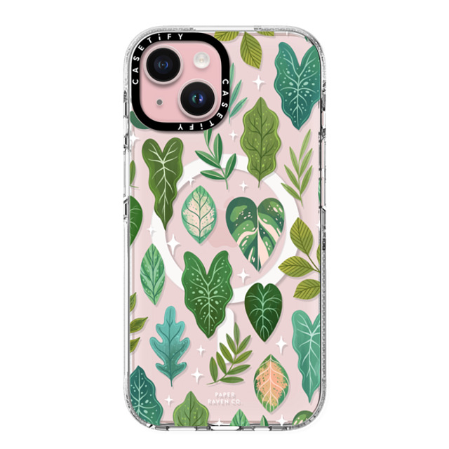 Paper Raven Co x CASETiFY iPhone 15 ケース クリア クリア ケース MagSafe対応 Tropical Leaves