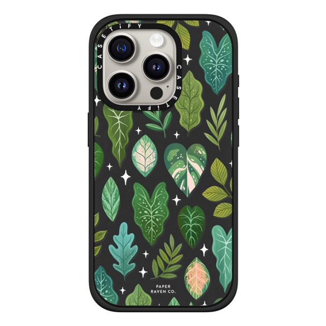 Paper Raven Co x CASETiFY iPhone 15 Pro ケース マットブラック インパクトケース MagSafe対応 Tropical Leaves