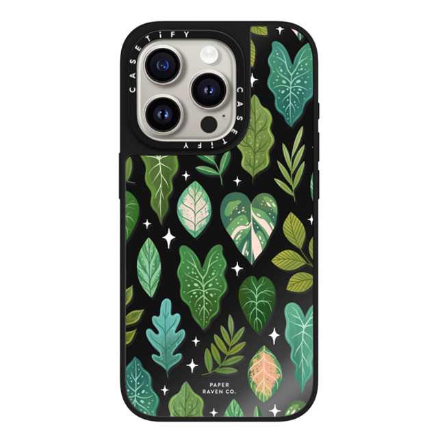 Paper Raven Co x CASETiFY iPhone 15 Pro Case Black on Black ミラーケース MagSafe対応 Tropical Leaves Paper Raven Co x CASETiFY iPhone 15 Pro Case Black on Black ミラーケース MagSafe対応 Tropical Leaves