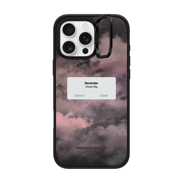 CASETiFY iPhone 16 Pro Max ケース マットブラック インパクトリングスタンドケース MagSafe対応 Cloud,Quote The Dreamer Case