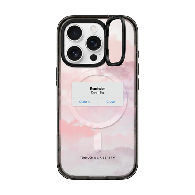 CASETiFY iPhone 16 Pro ケース ブラック インパクトリングスタンドケース MagSafe対応 Cloud,Quote The Dreamer Case