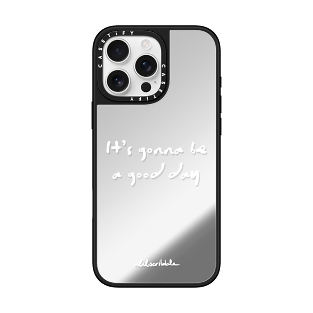 Alilscribble x CASETiFY iPhone 16 Pro Max ケース Silver on Black ミラーケース MagSafe対応 LIL AFFIRMATION NO.1 by aLILscribble