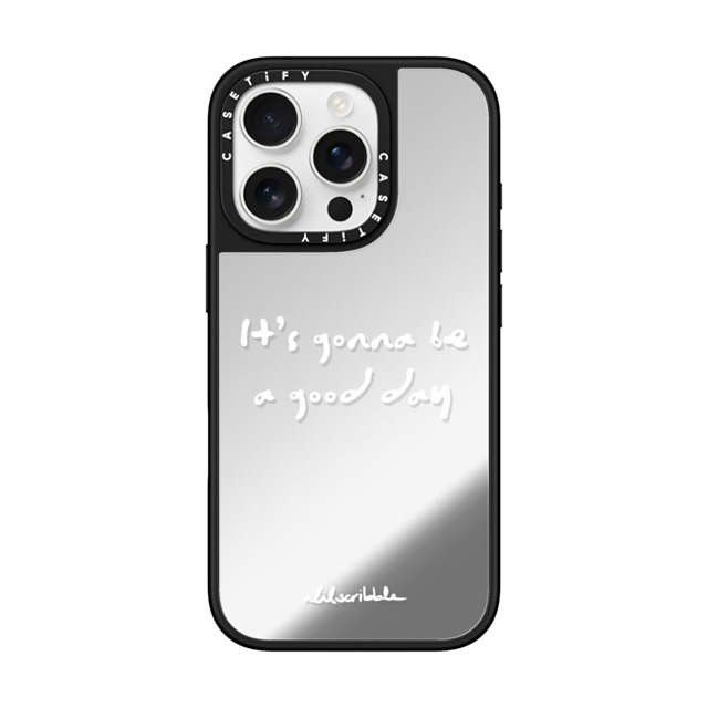 Alilscribble x CASETiFY iPhone 16 Pro ケース Silver on Black ミラーケース MagSafe対応 LIL AFFIRMATION NO.1 by aLILscribble