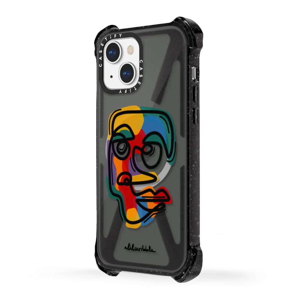 Bounce iPhone 13 Mini Case MagSafe Compatible - Faces by aLILscribble