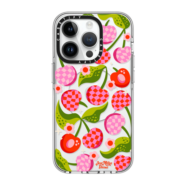 Jess Miller Draws x CASETiFY iPhone 14 Pro ケース クリア クリア ケース MagSafe対応 Checkered Cherries