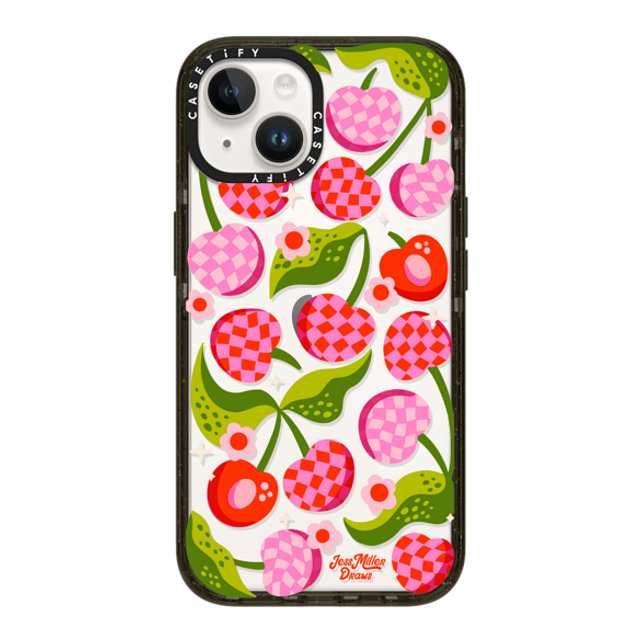 Jess Miller Draws x CASETiFY iPhone 14 ケース ブラック インパクトケース Checkered Cherries