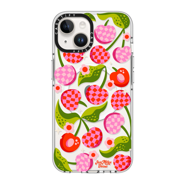 Jess Miller Draws x CASETiFY iPhone 14 ケース クリア クリア ケース MagSafe対応 Checkered Cherries