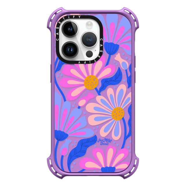 Jess Miller Draws x CASETiFY iPhone 14 Pro ケース Matte Purple バウンスケース Mystic Daisy