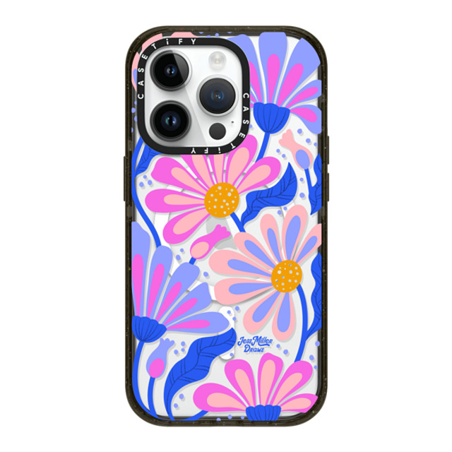 Jess Miller Draws x CASETiFY iPhone 14 Pro ケース ブラック インパクトケース MagSafe対応 Mystic Daisy