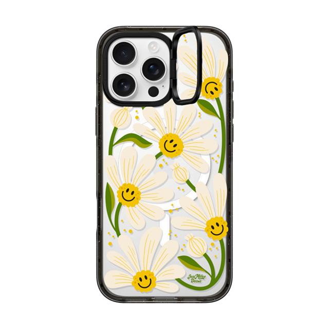 Jess Miller Draws x CASETiFY iPhone 16 Pro Max ケース ブラック インパクトリングスタンドケース MagSafe対応 90s Daisy