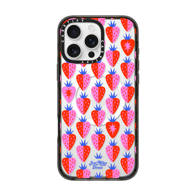 Jess Miller Draws x CASETiFY iPhone 16 Pro Max ケース Cherry,Strawberry ブラック インパクトケース MagSafe対応 Strawberry Patch Mother's Day Jess Miller Draws x CASETiFY iPhone 16 Pro Max ケース Cherry,Strawberry ブラック インパクトケース MagSafe対応 Strawberry Patch Mother's Day
