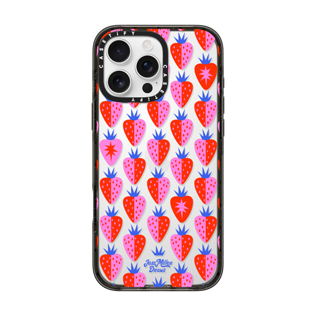 Jess Miller Draws x CASETiFY iPhone 16 Pro Max ケース Cherry,Strawberry ブラック インパクトケース Strawberry Patch Mother's Day Jess Miller Draws x CASETiFY iPhone 16 Pro Max ケース Cherry,Strawberry ブラック インパクトケース Strawberry Patch Mother's Day
