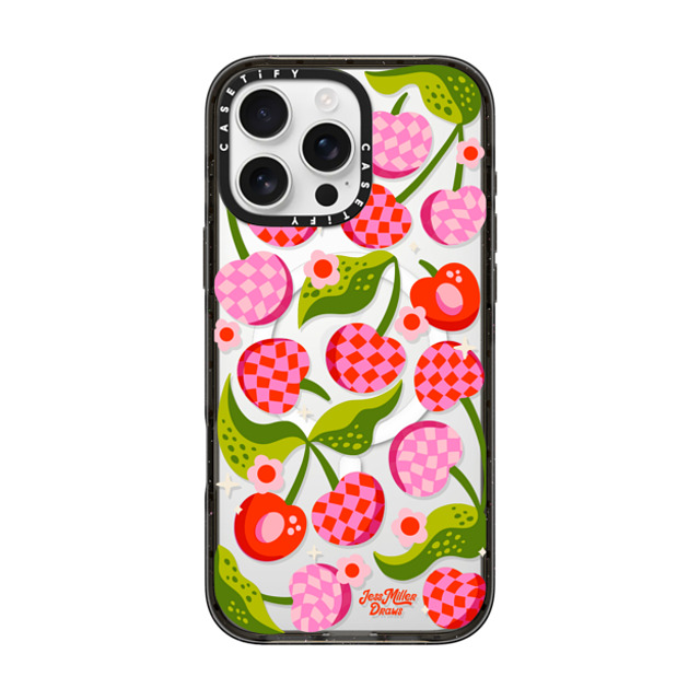 Jess Miller Draws x CASETiFY iPhone 16 Pro Max ケース ブラック インパクトケース MagSafe対応 Checkered Cherries