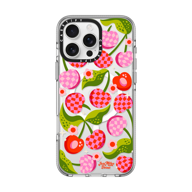 Jess Miller Draws x CASETiFY iPhone 16 Pro Max ケース クリア クリア ケース MagSafe対応 Checkered Cherries