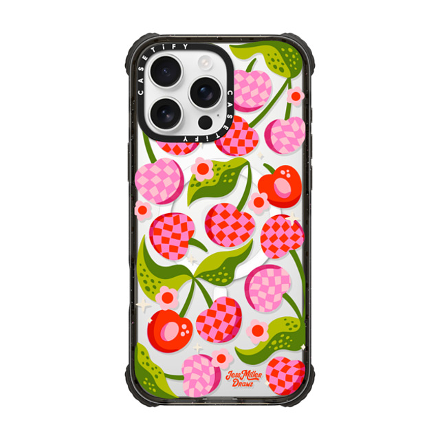Jess Miller Draws x CASETiFY iPhone 16 Pro Max Case Black ウルトラ インパクトケース MagSafe 対応 Checkered Cherries Jess Miller Draws x CASETiFY iPhone 16 Pro Max Case Black ウルトラ インパクトケース MagSafe 対応 Checkered Cherries