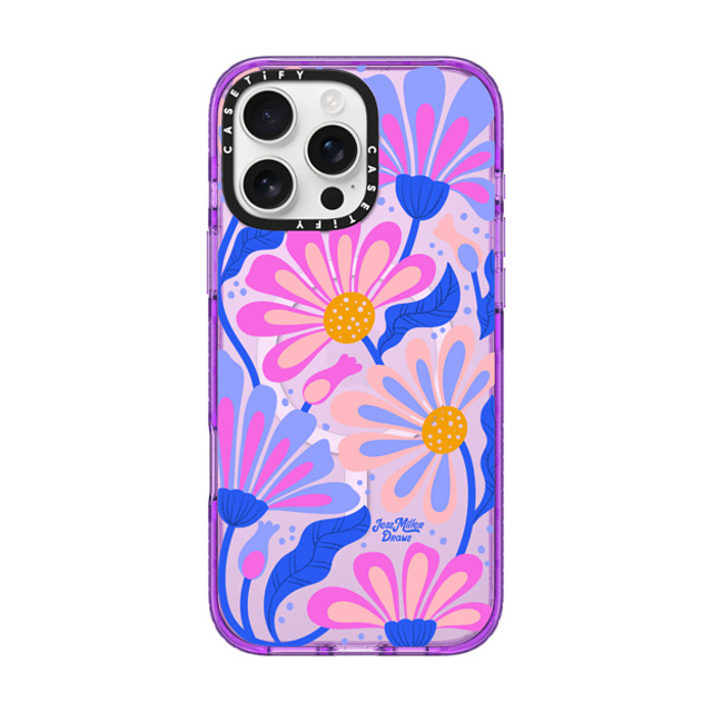 Jess Miller Draws x CASETiFY iPhone 16 Pro Max ケース パープル インパクトケース MagSafe対応 Mystic Daisy