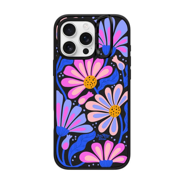 Jess Miller Draws x CASETiFY iPhone 16 Pro Max ケース マットブラック インパクトリングスタンドケース MagSafe対応 Mystic Daisy