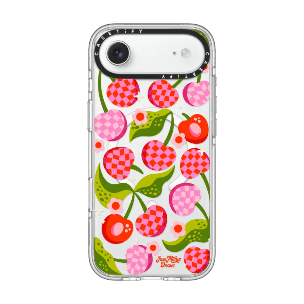 Impact Clear iPhone Air Case MagSafe Compatible - Checkered Cherries