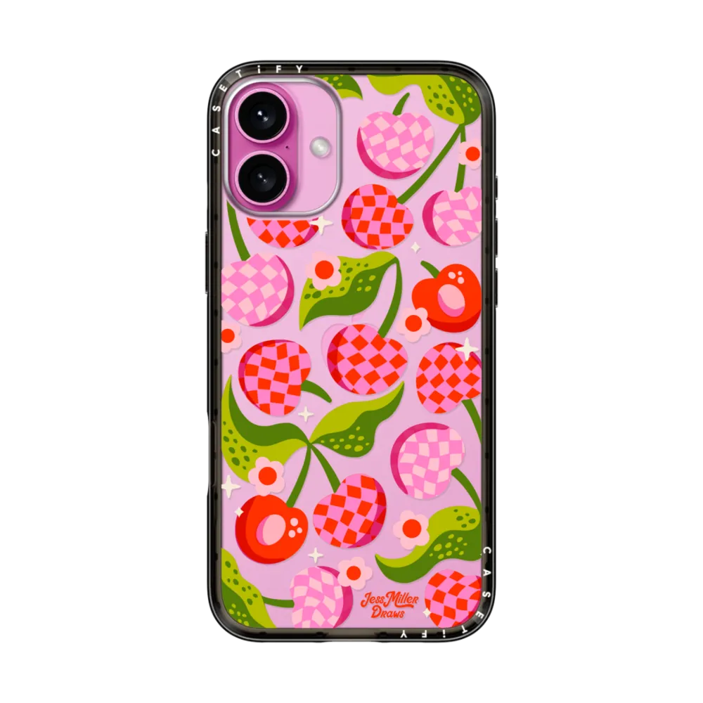 Impact Lite iPhone 16 Plus Case - Checkered Cherries